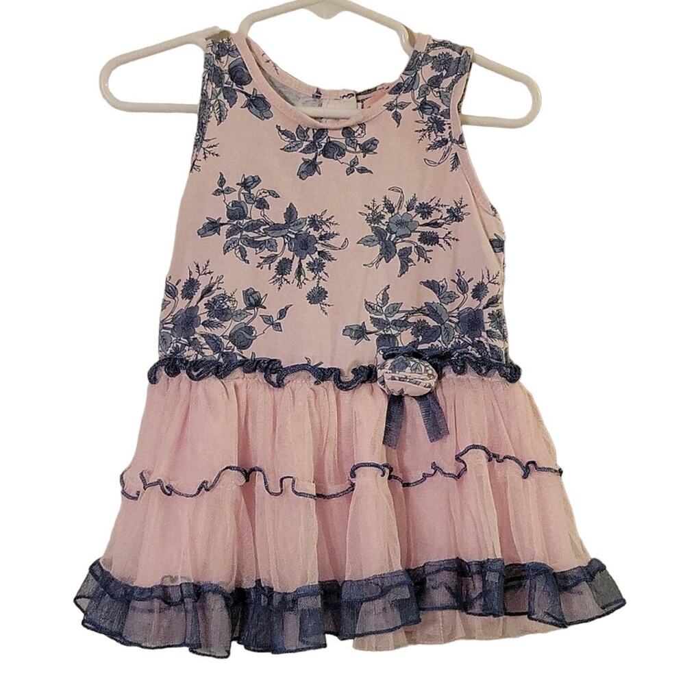 Girls Pink Floral Ruffle Casual Dress